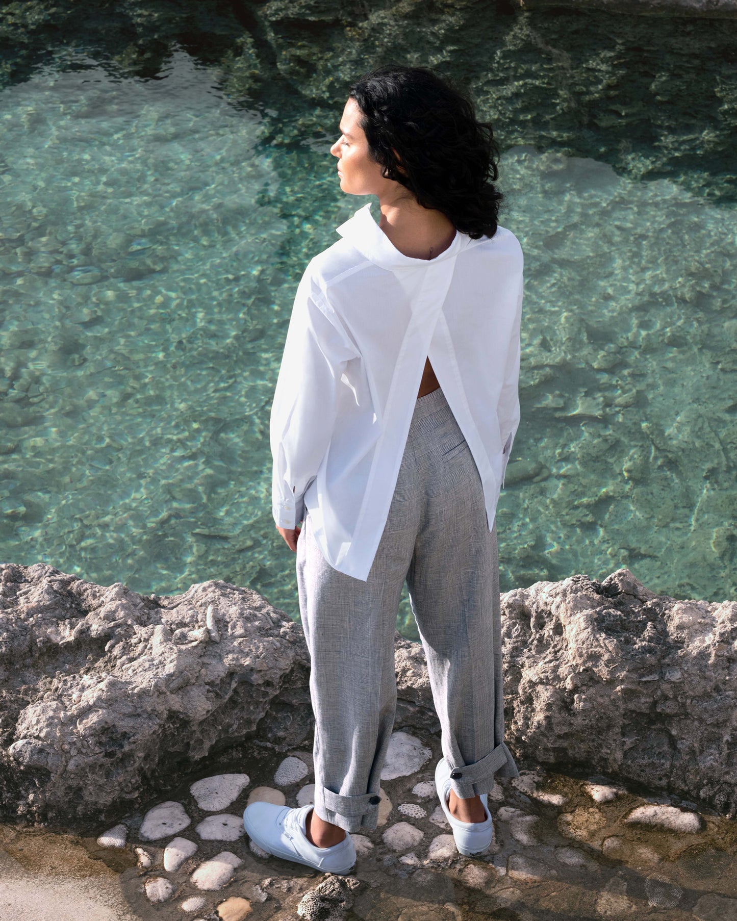 Open Back Collared Shirt