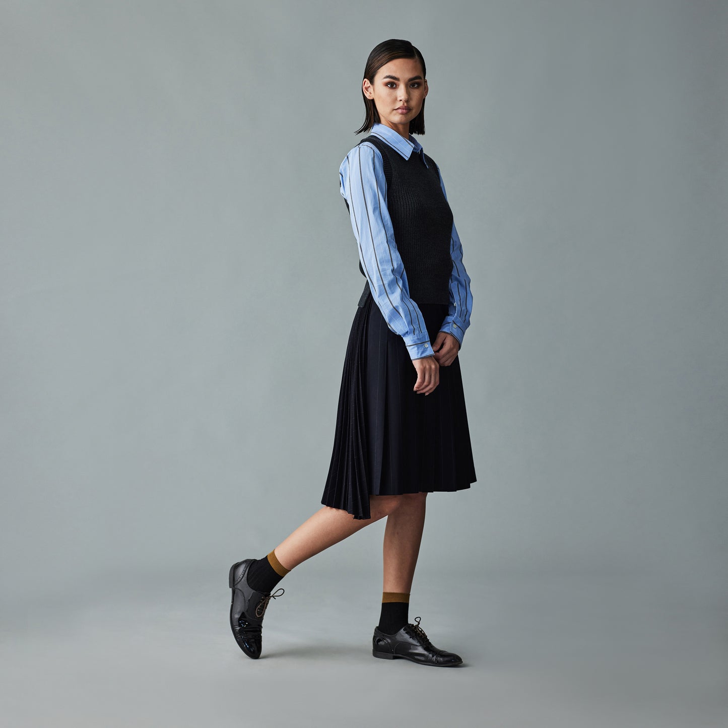 Asymmetric Pleated Skirt