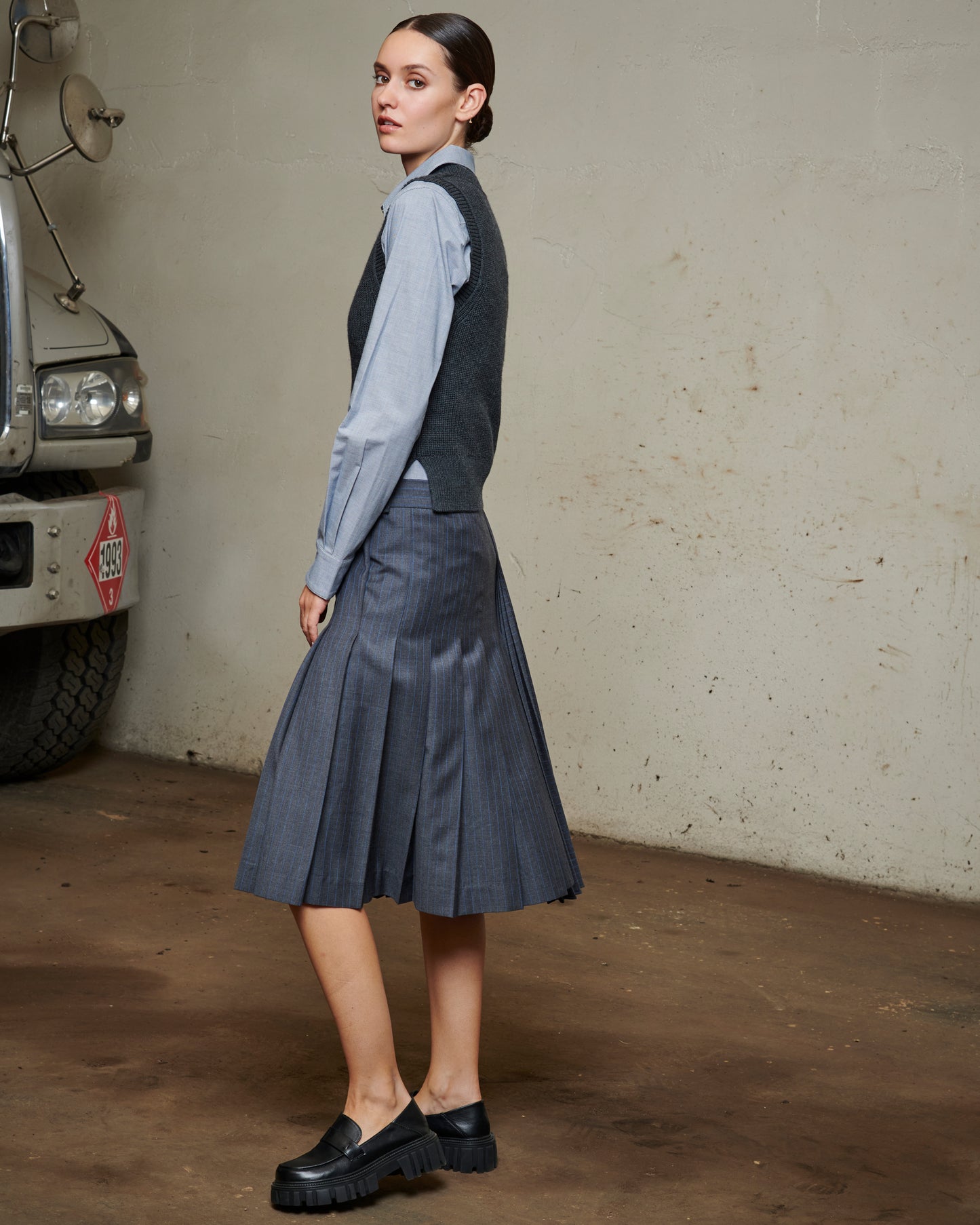 Asymmetric Pleated Skirt