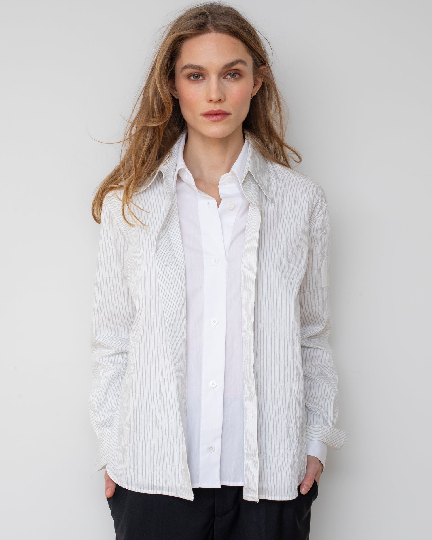 layered dress shirt Layered Long Sleeve Shirt