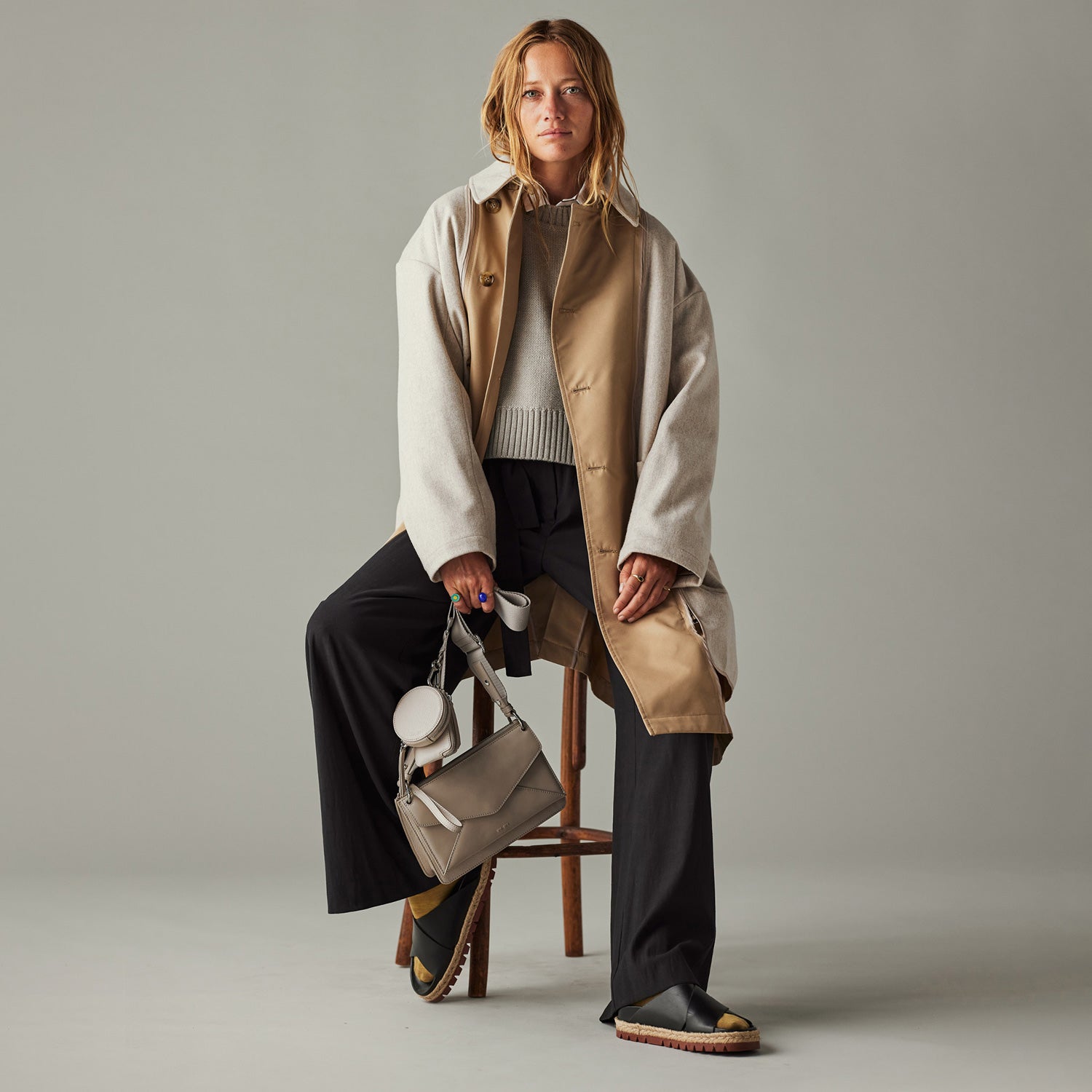 Model wearing WE-AR4 Capsule 002: Inside Out ready-to-wear