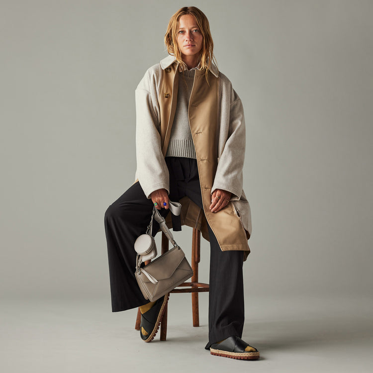 Model wearing WE-AR4 Capsule 002: Inside Out ready-to-wear