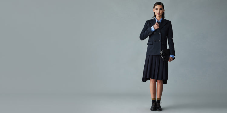 Model wearing WE-AR4 Capsule 003: Perspective ready-to-wear