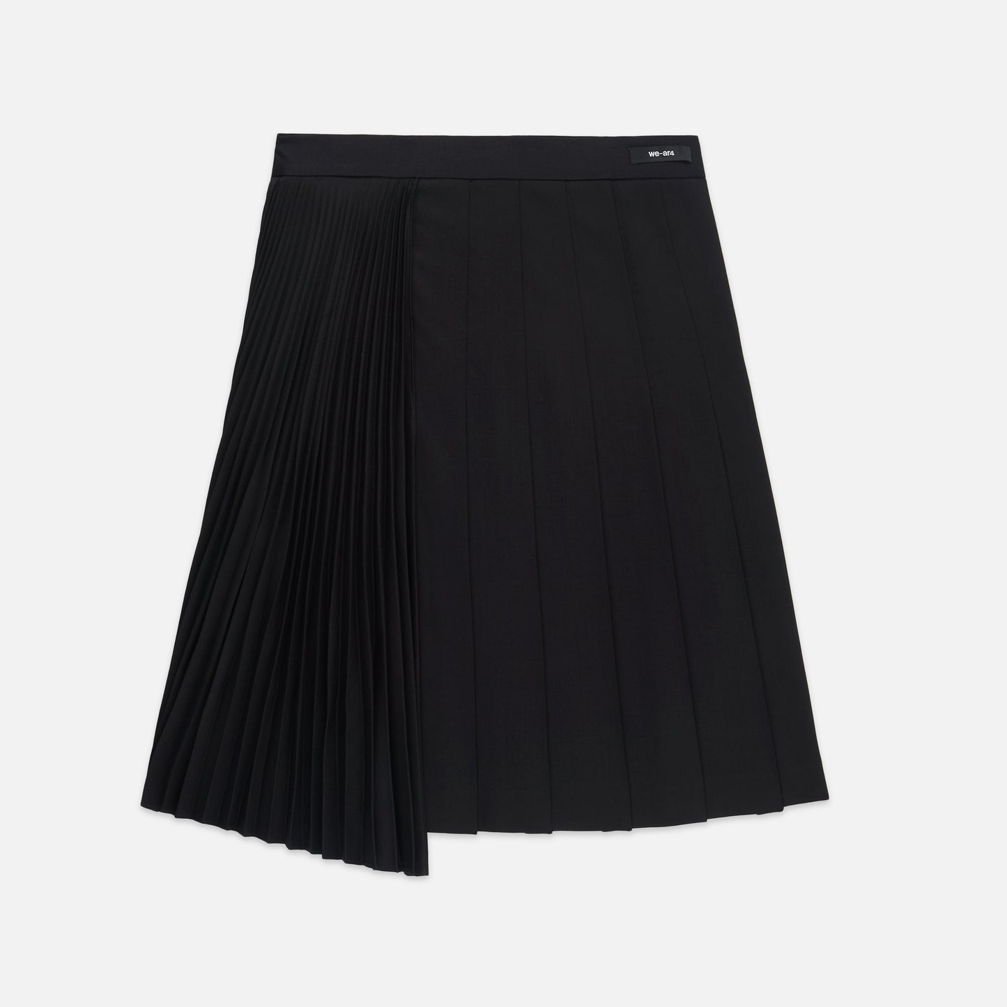 Asymmetric Pleated Skirt - Black