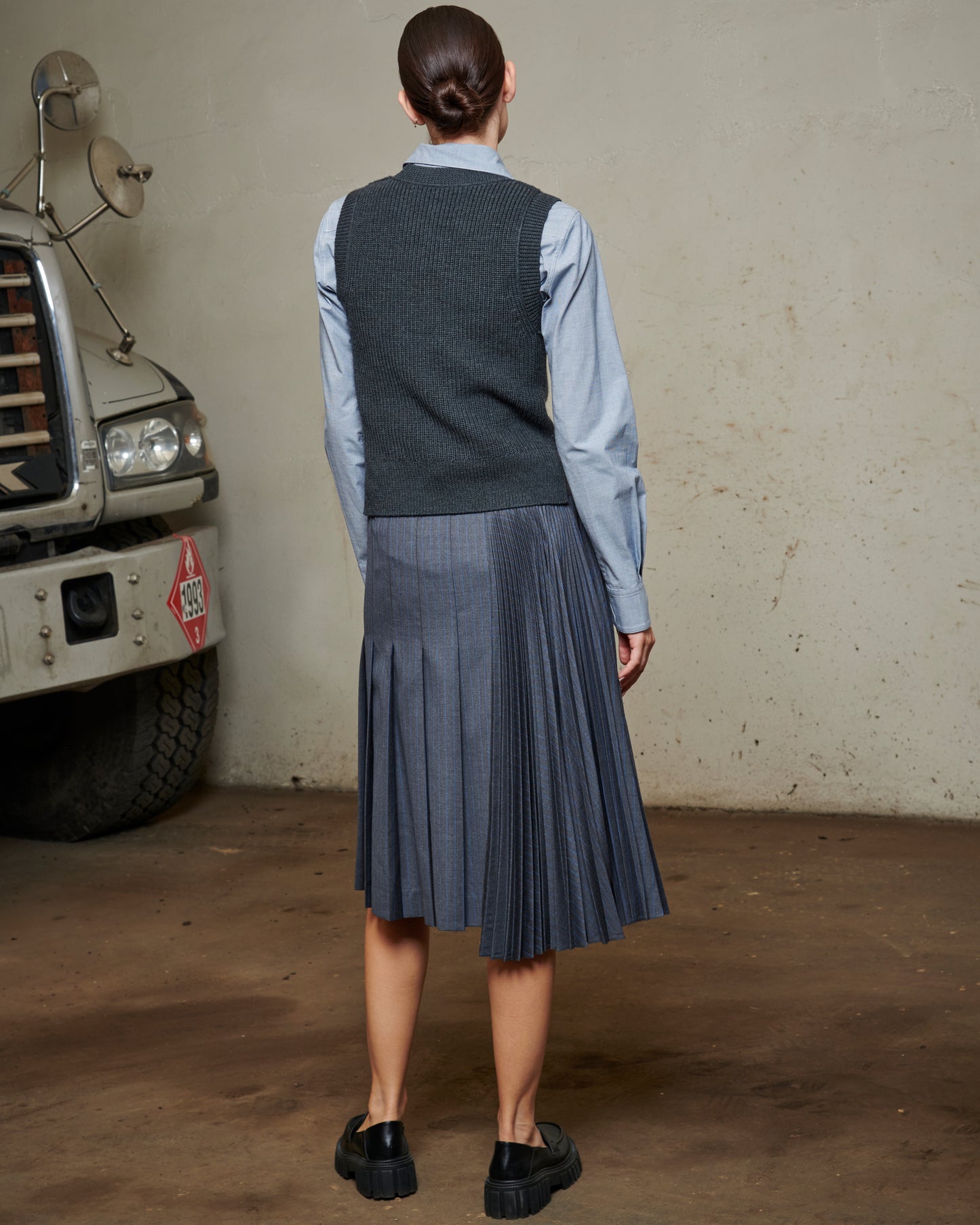 Asymmetric Pleated Skirt